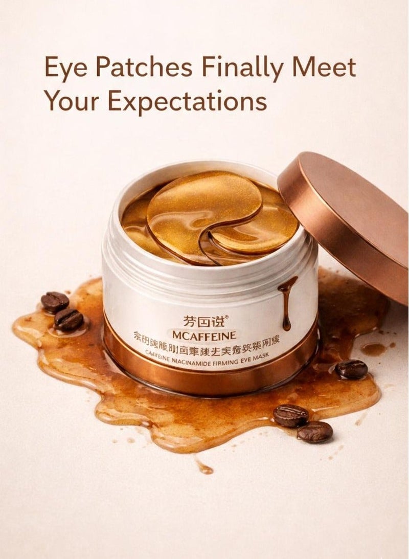 إم كافيين mCaffeine أقنعة العين بالكافيين والببتيد لتقوية الجلد مع حمض الهيالورونيك والنياسيناميد – 60 رقعة جل لعلاج الهالات السوداء والانتفاخ والخطوط الدقيقة، ترطيب وتفتيح منطقة تحت العين، خالية من الكحول، مناسبة للرجال والنساء | إصدار LAO LI SHI - Image 2